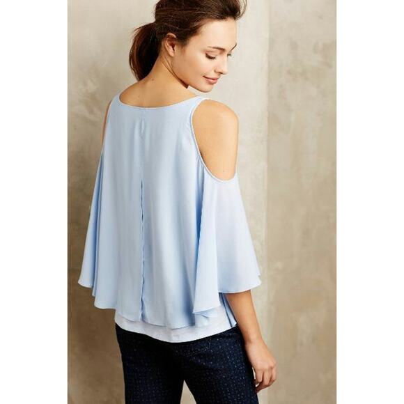 NEW Anthropologie Fluttered Aida Blouse by Deletta Size Small Blue - Picture 1 of 2